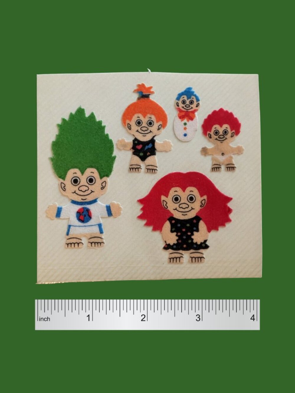 Vintage 90s Used Sandylion Fuzzy Treasure Troll Family Stickers